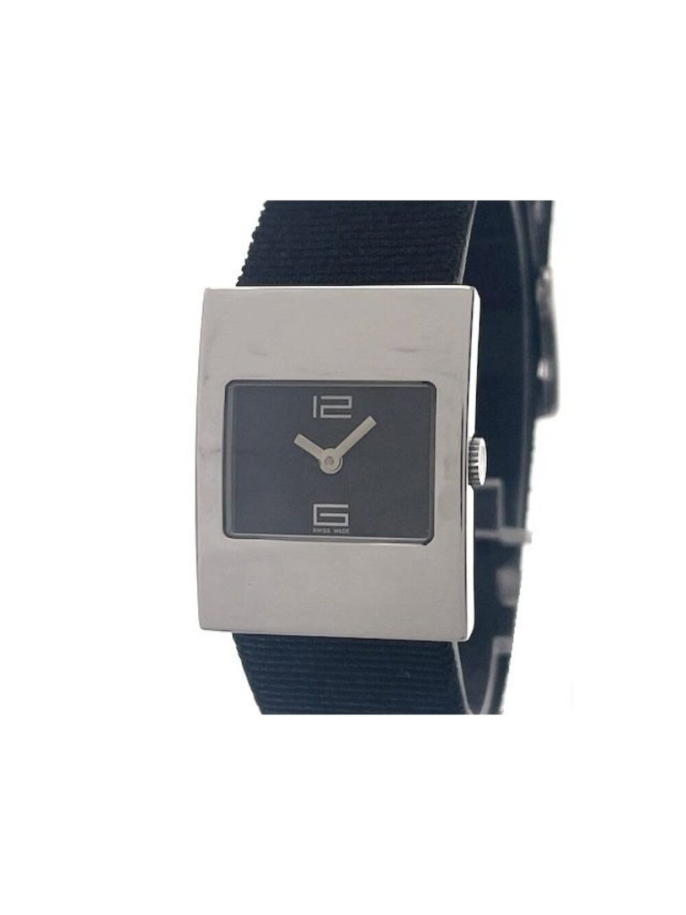 Gucci Watch Stainless Steel Nato Leather Black Dial Quartz